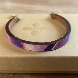 Laurel Denise Leather Bracelet, standard size 7.25, purples, pinks